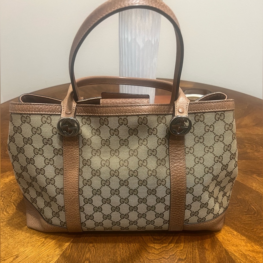 SOLD!  GUCCI Monogram Miss GG Tote in Brown
